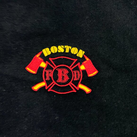 Boston Fire Department Jacket Varsity Letterman Wool Leather BFD Men's 2XL Black - Picture 3 of 11